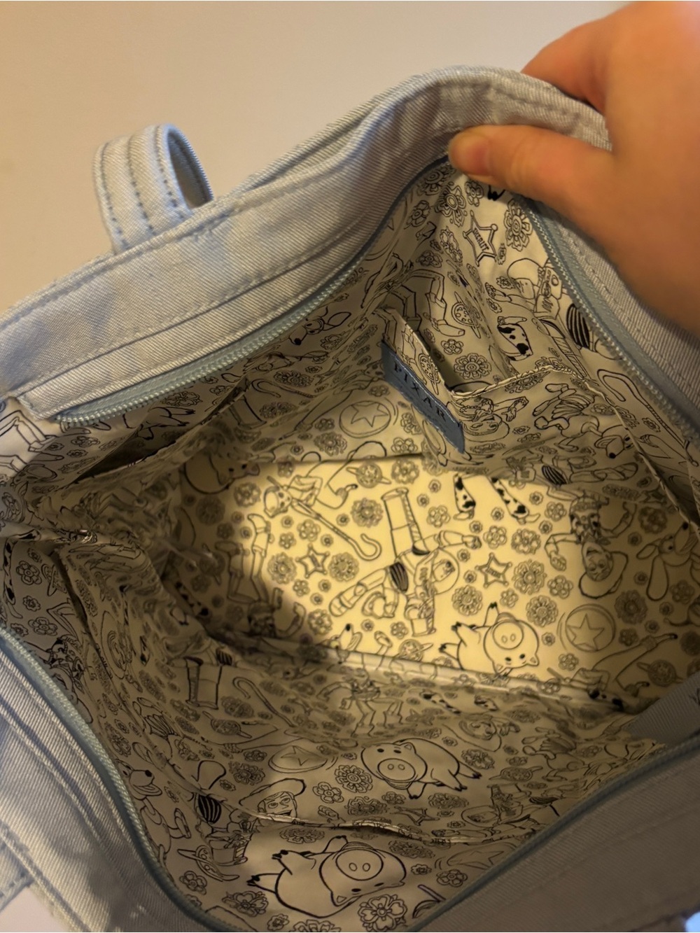 Light Blue Quilted Tote Bag with Embroidered Toy Story Design - Vera Bradley - Picture 5 of 6